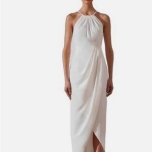 Shona Joy core high neck ruched   dress size 4 Ivory NEW $280